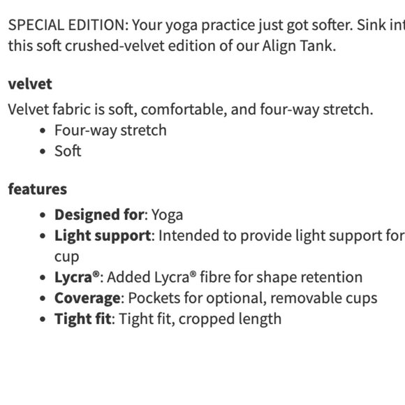 Lululemon Align Tank *Crushed Velvet Black size 6 - Picture 2 of 4